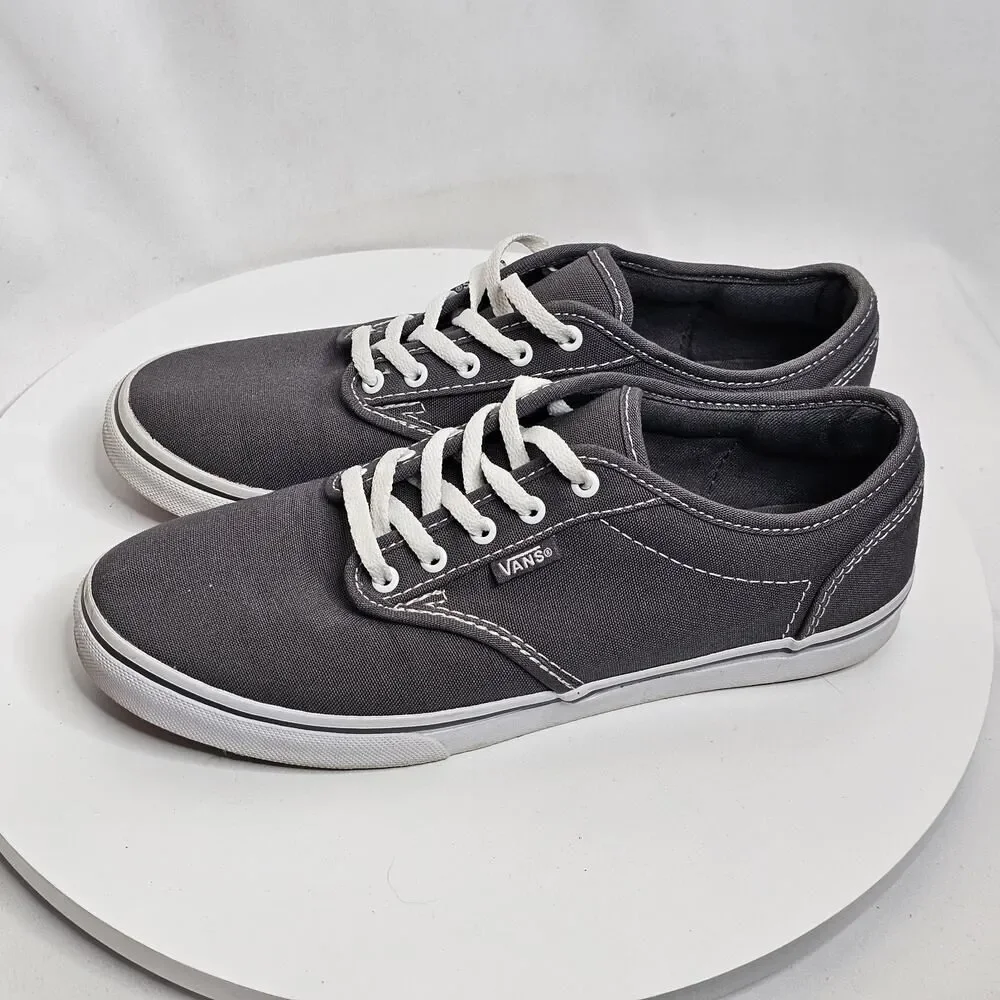 Vans Gray White Women’s‎ Size 6.5 Men’s 5 Canvas Lace Up Skater Sneakers Shoes
